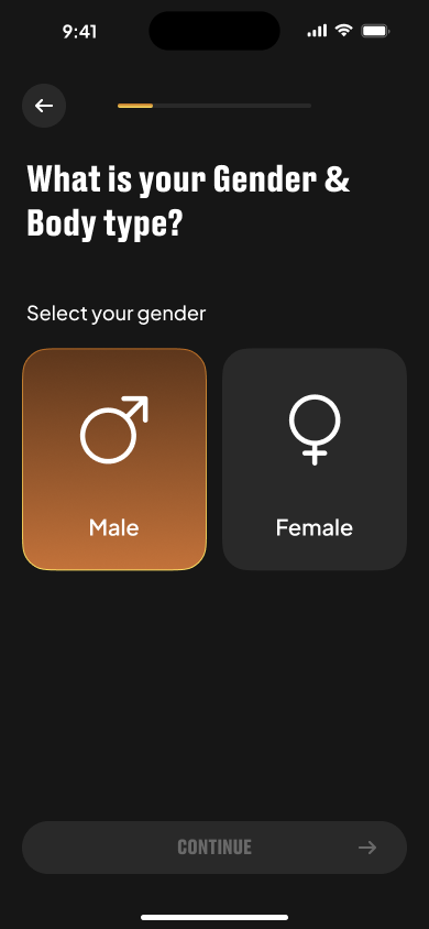 9 - Select gender and body type